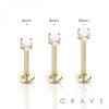 14 KARAT GOLD THREADLESS (PUSH IN) CZ PRONG SET LABRET/MONROE